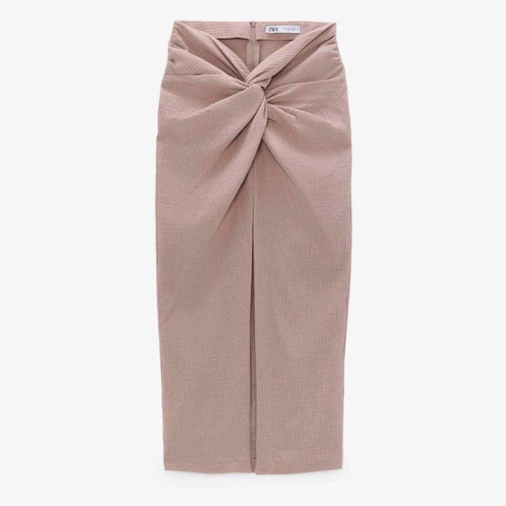 Zara Dusty Rose Twist-Front Pencil Skirt